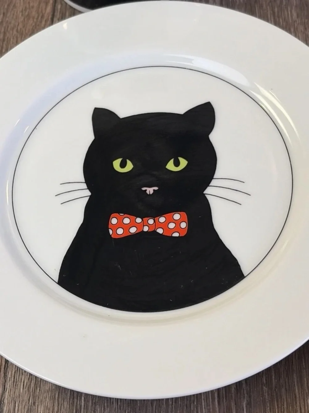 Set of 4 Plates & 4 Mugs Dept 56 Cat's Meow His & Hers Black Cat 7.5